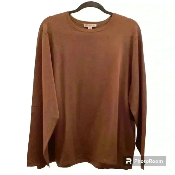 PENDLETON BROWN LONG SLEEVE SHIRT TEE TOP SOFT SILK& COTTON BLEND SIZE 3XL - Picture 1 of 5